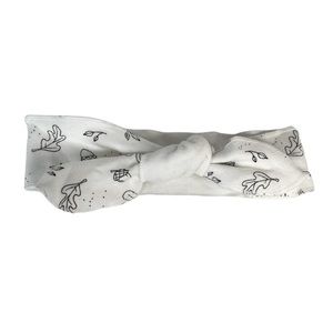 Rae Dunn Fall Headwrap, White, Black, One Size Fits All
